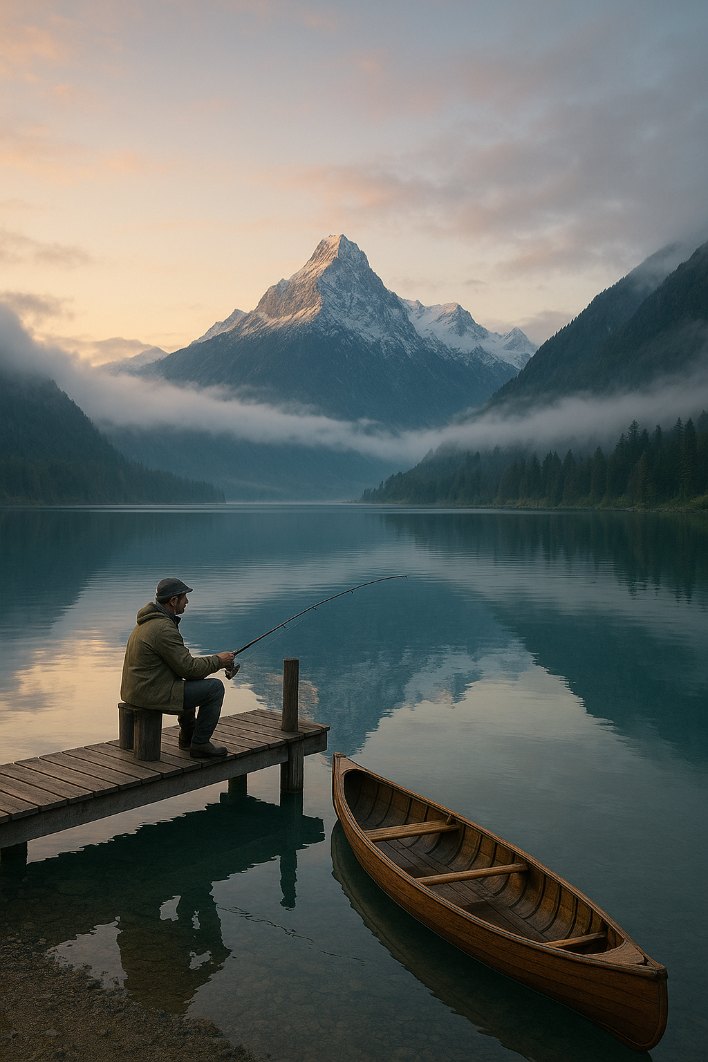 Peaceful Fishing in the Mountains